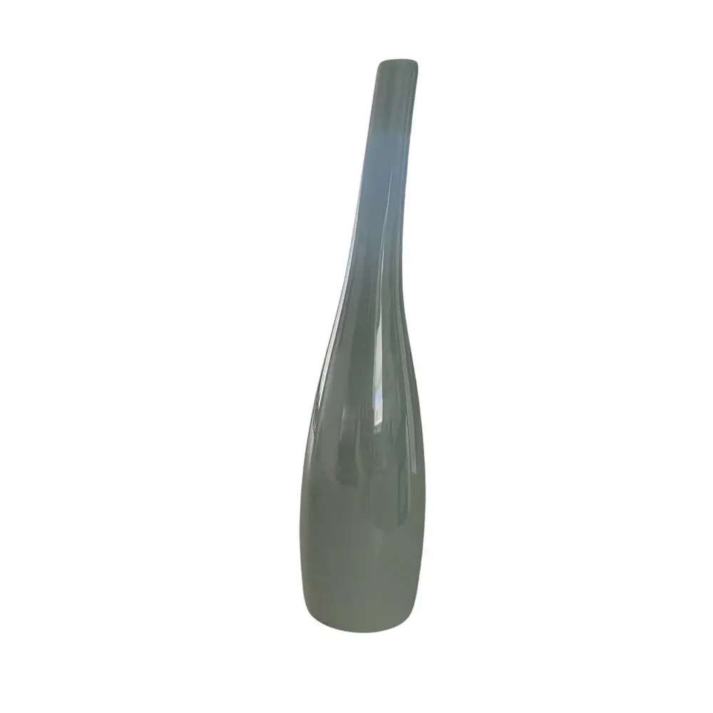 Unique Curved Vase - Light Teal Shiny Color - Made in Portugal